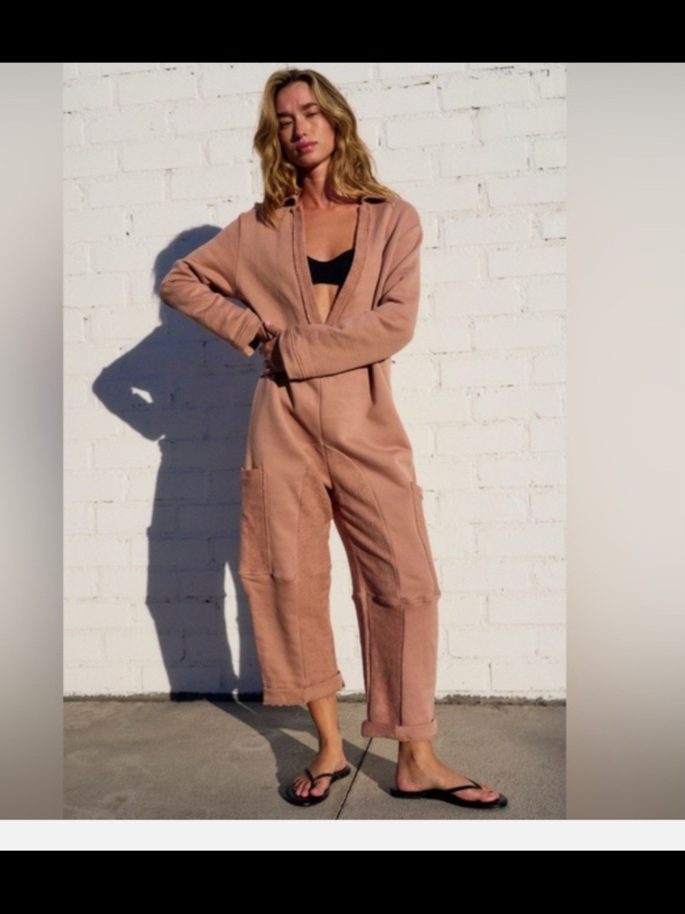 Relaxed Wide-Leg Jumpsuit in Dusty Rose